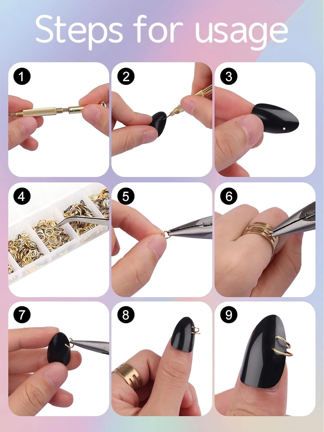Nail Art Jewelry Making Set 1014 Pcs with Jump Rings, Pliers, Tweezers & Opener