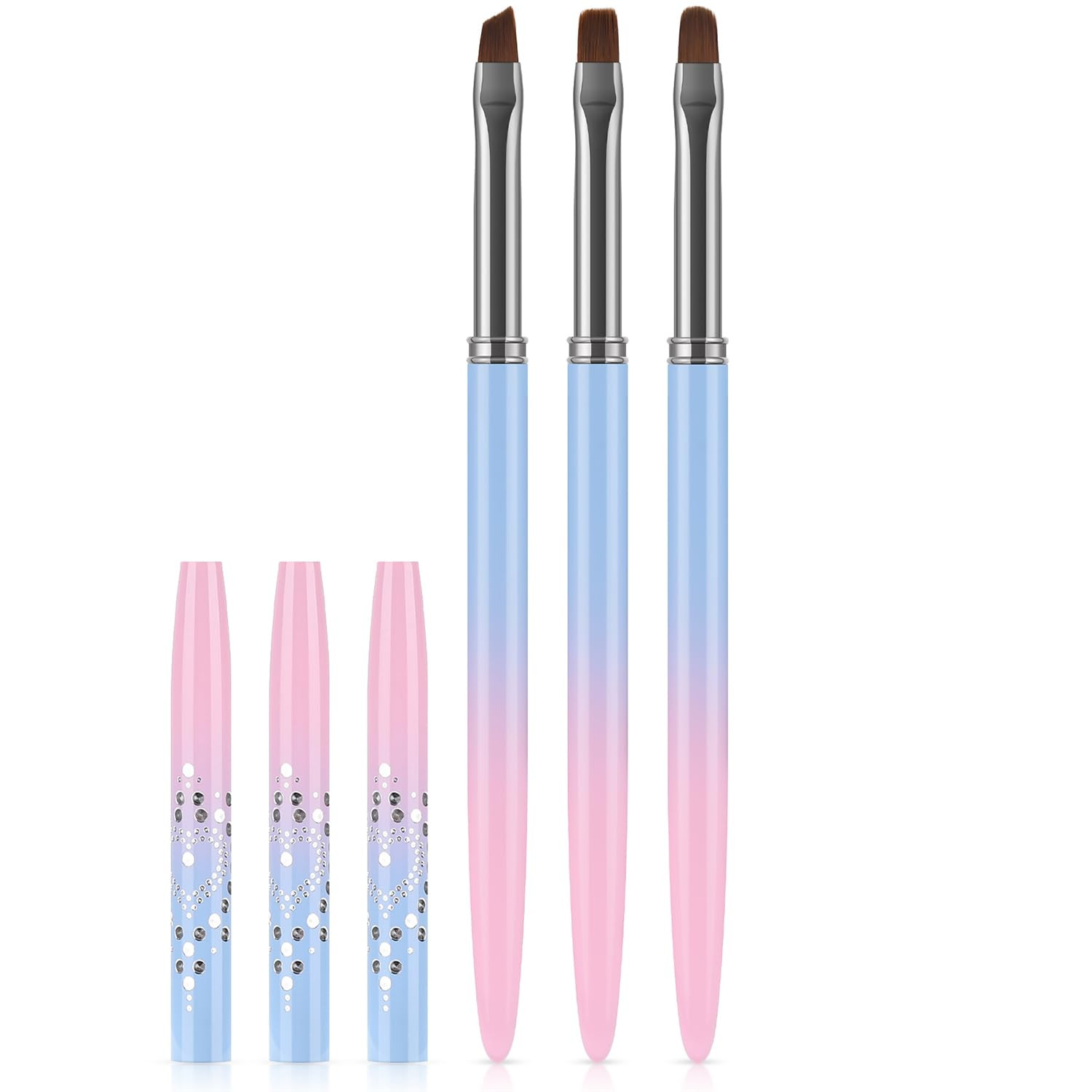 Nail Art Clean up Brushes, 3 Pcs Flat/Oval/Fine Angled Gel Nail Brushes,For Nail