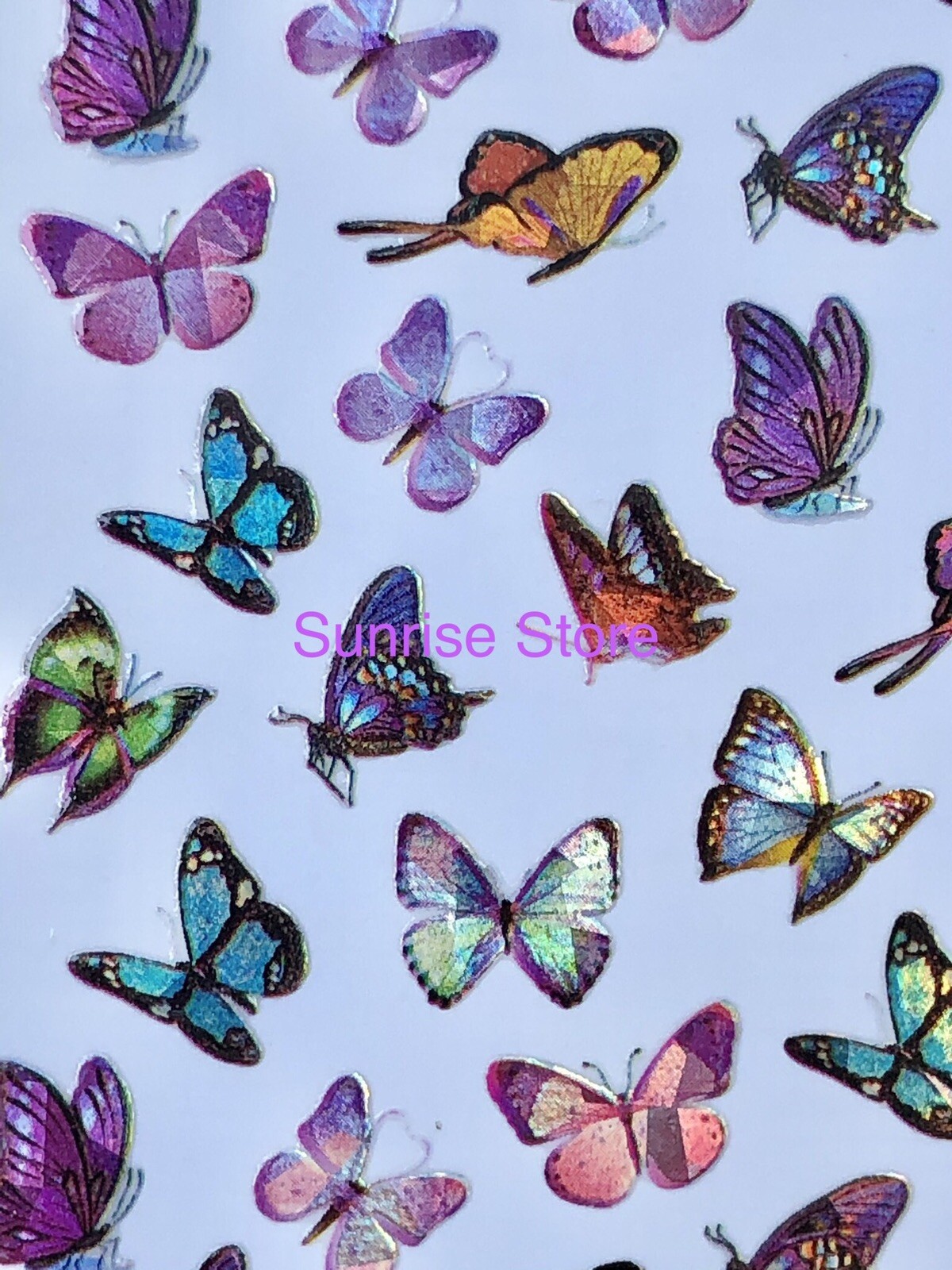 3D Nail Art Sticker Laser Holographic Butterfly Decals Manicure Peel & Stick