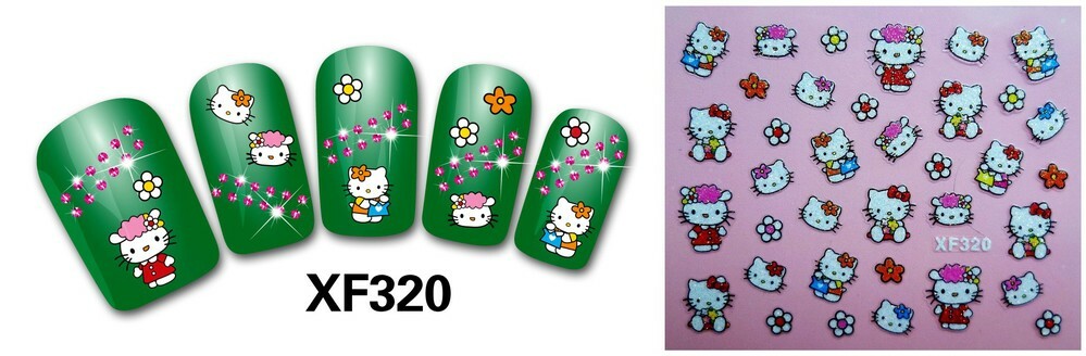Hello Kitty 3D Glitter Nail Art Sticker Decal USA Seller Free Fast Shipping