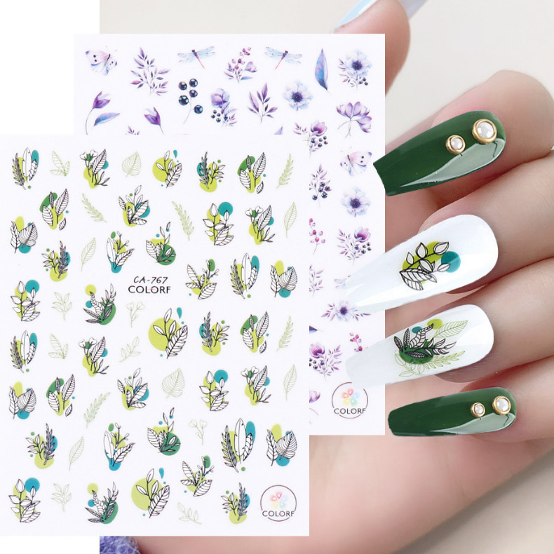 3D Nail Sticker Spring Floral Flower Tulip Adhesive Transfer Decals Slider NH7