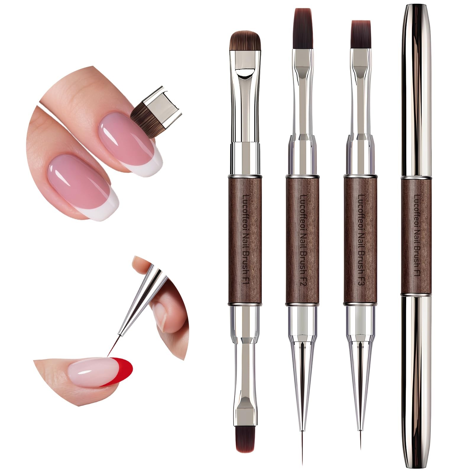 Nail Art Clean Up Brushes 3PCS Set – Dual Head Gel Brush for Polish Mistakes