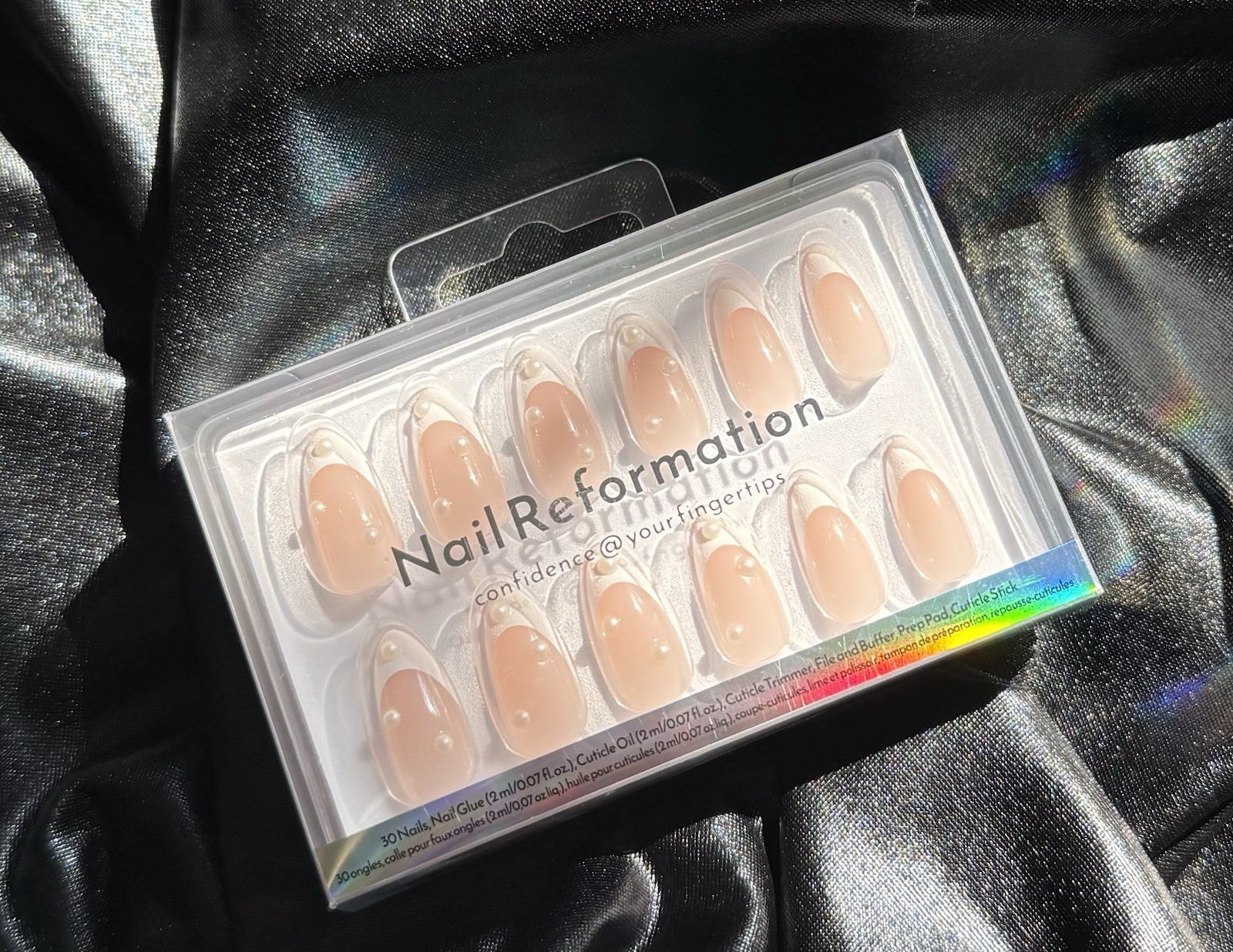 Nail Reformation Press On Nails, French Almond w/pearls~Includes Free Gifts💝
