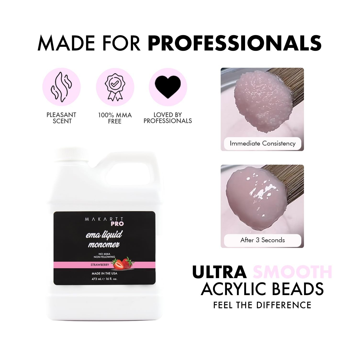 Strawberry Scented Monomer for Acrylic Nail Sets and Acrylic Nail Kit, 16oz -…