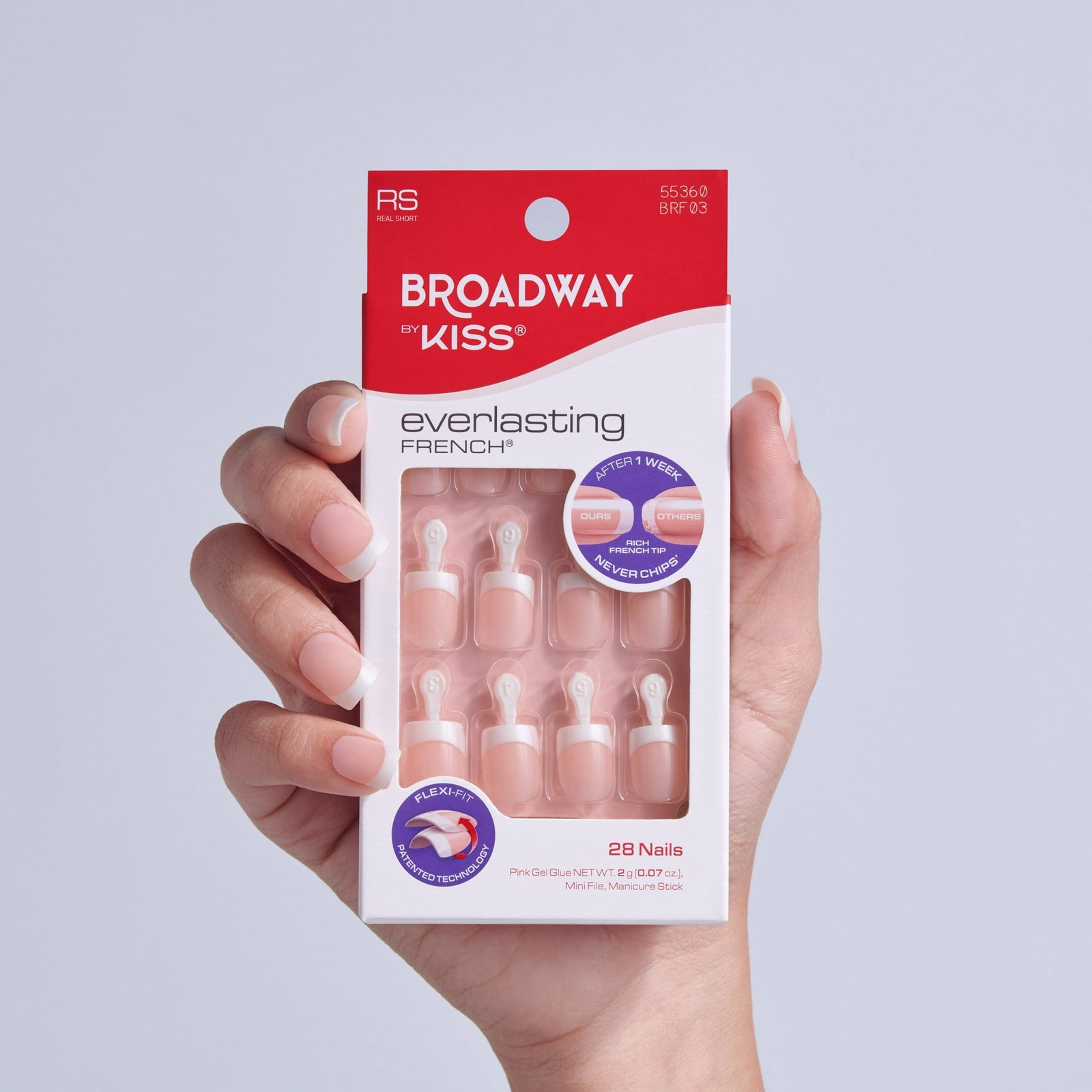 Broadway by Kiss French Tip Press On Nails, ‘String of Pearls’, White, Short Squ