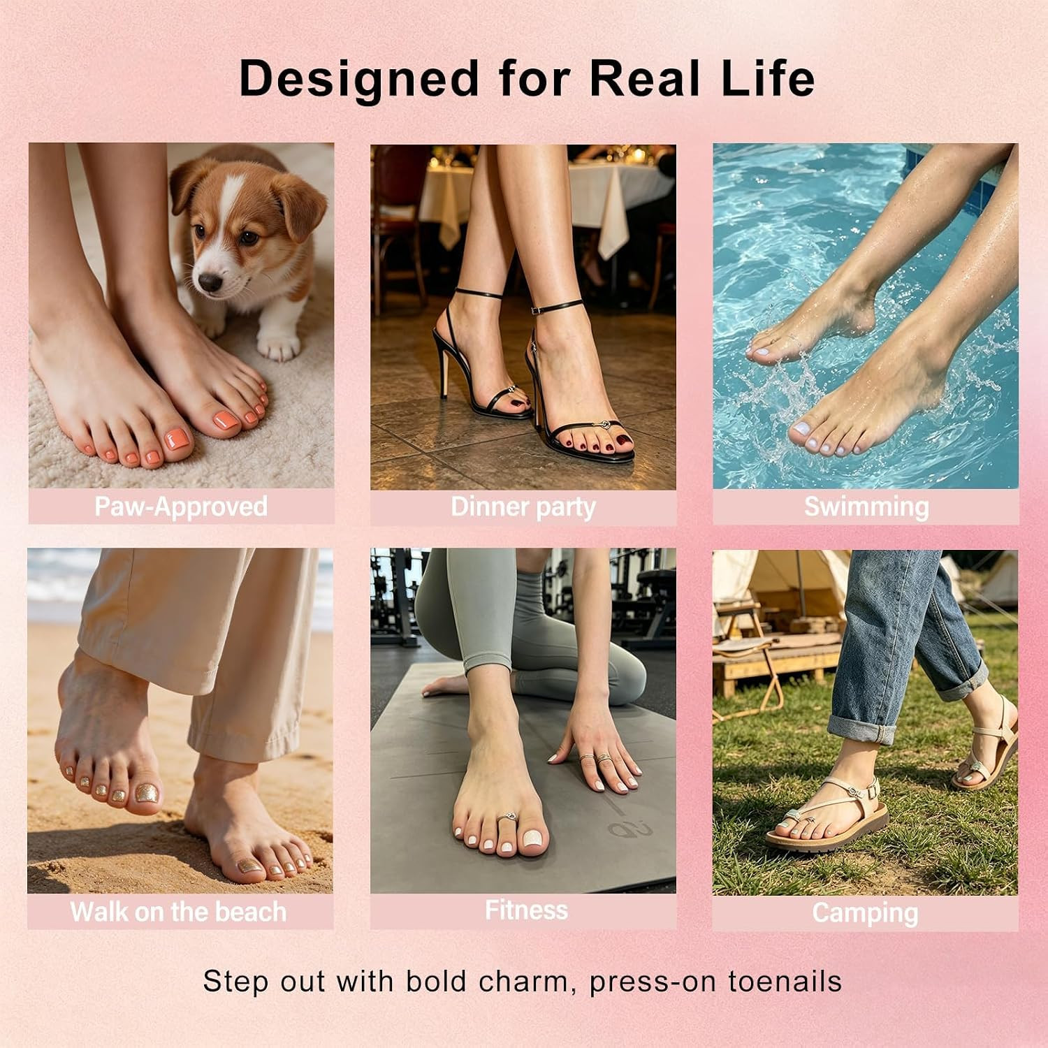 Cat Eye Press on Toenails Short, Turquoise Blue Toe Press on Nails Square, Reusa