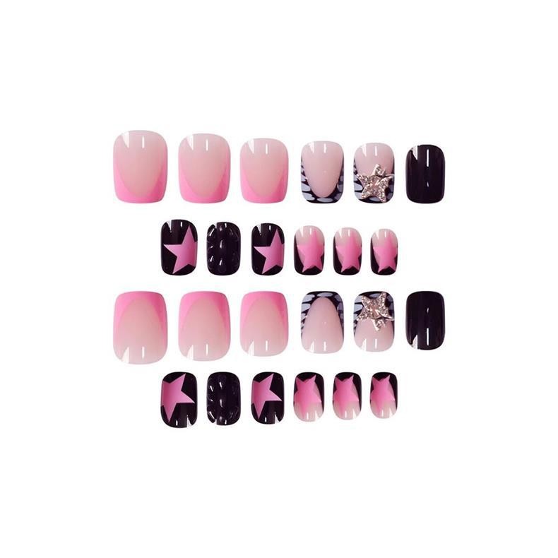 Square Press On Nails Star Rhinestone Glitter Removable False Nails Wholesale