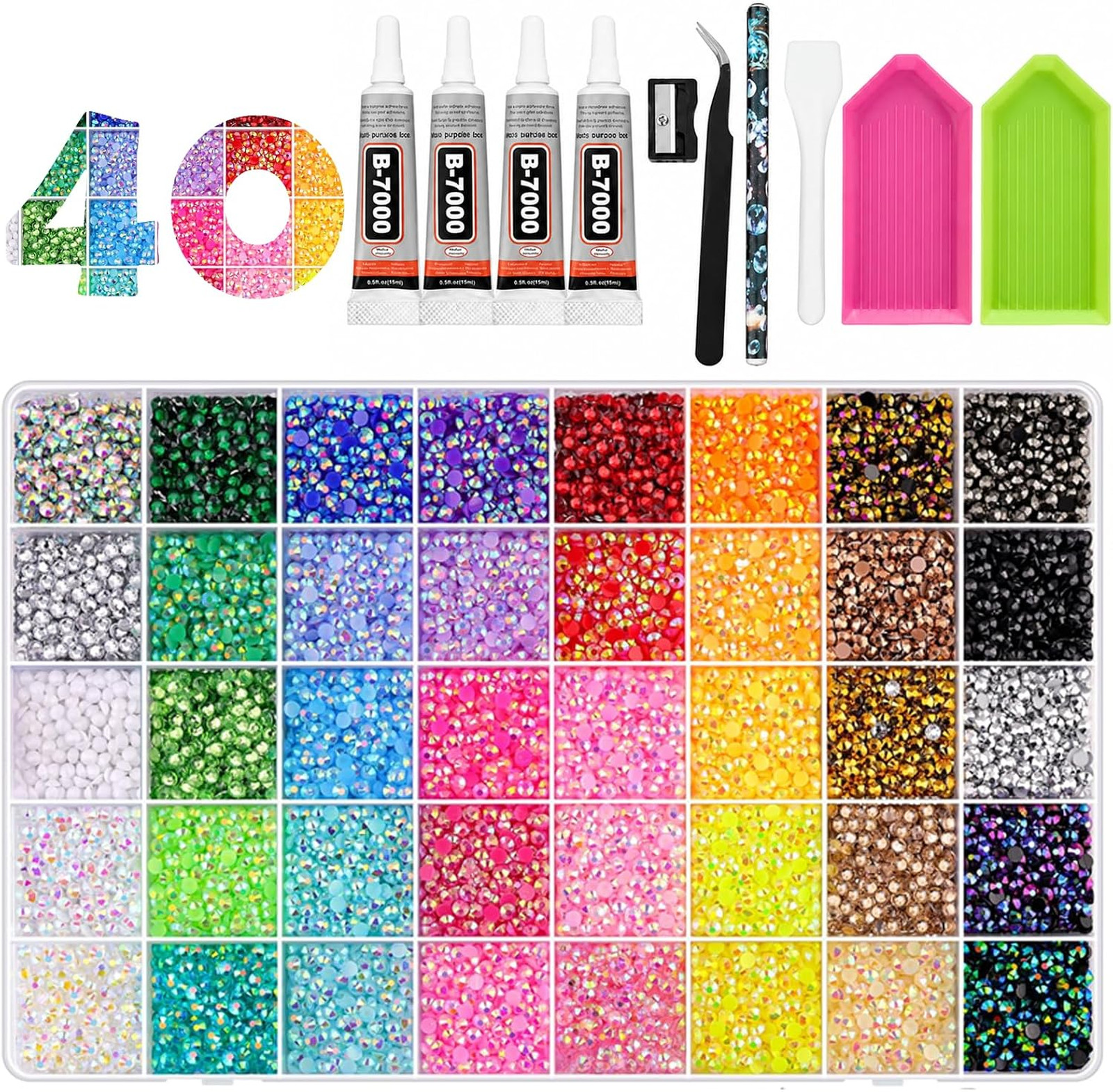 Bedazzling Rhinestone Kit 3mm Resin Gems 40 Colors Nail Art Crafts Bedazzler