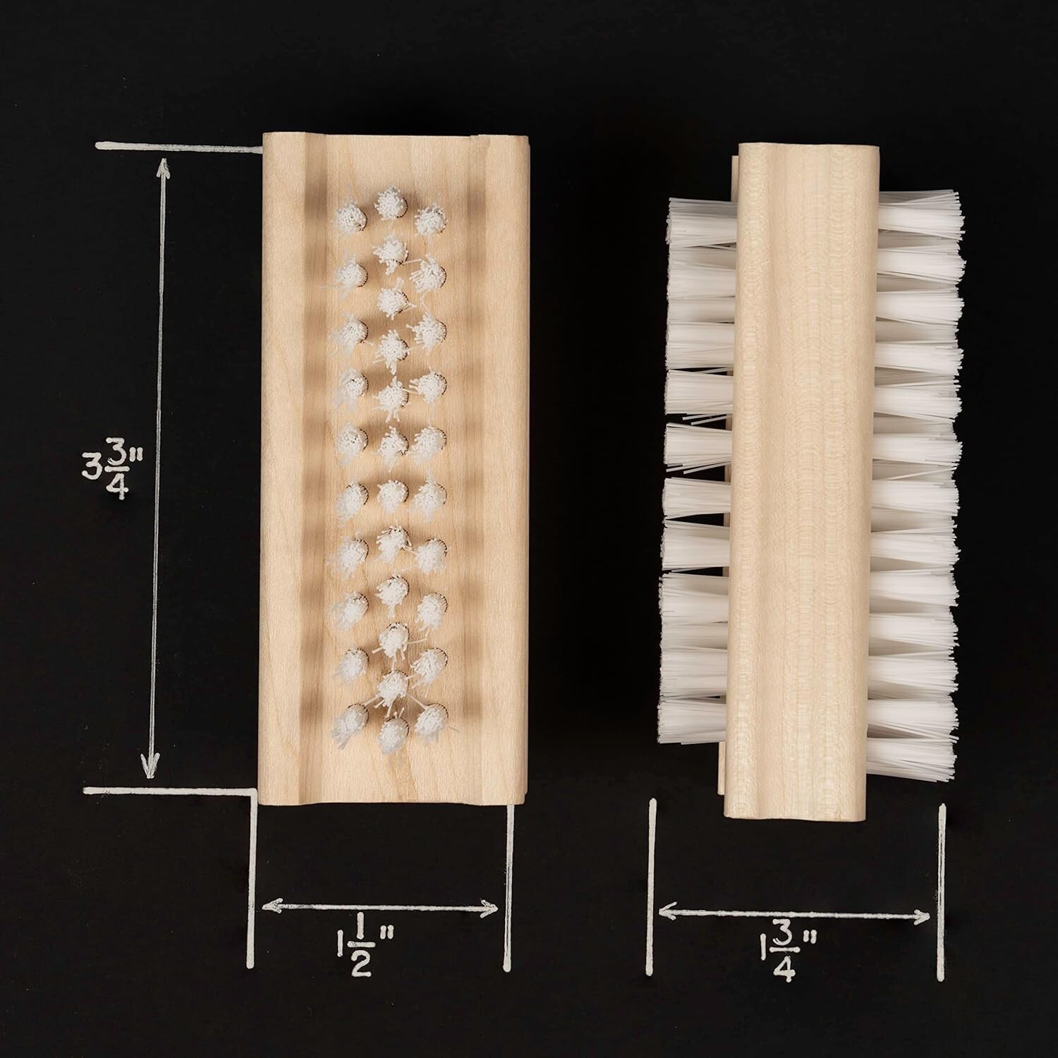Durable Wooden Fingernail Brush with Variable Length Bristles – 2 Pack