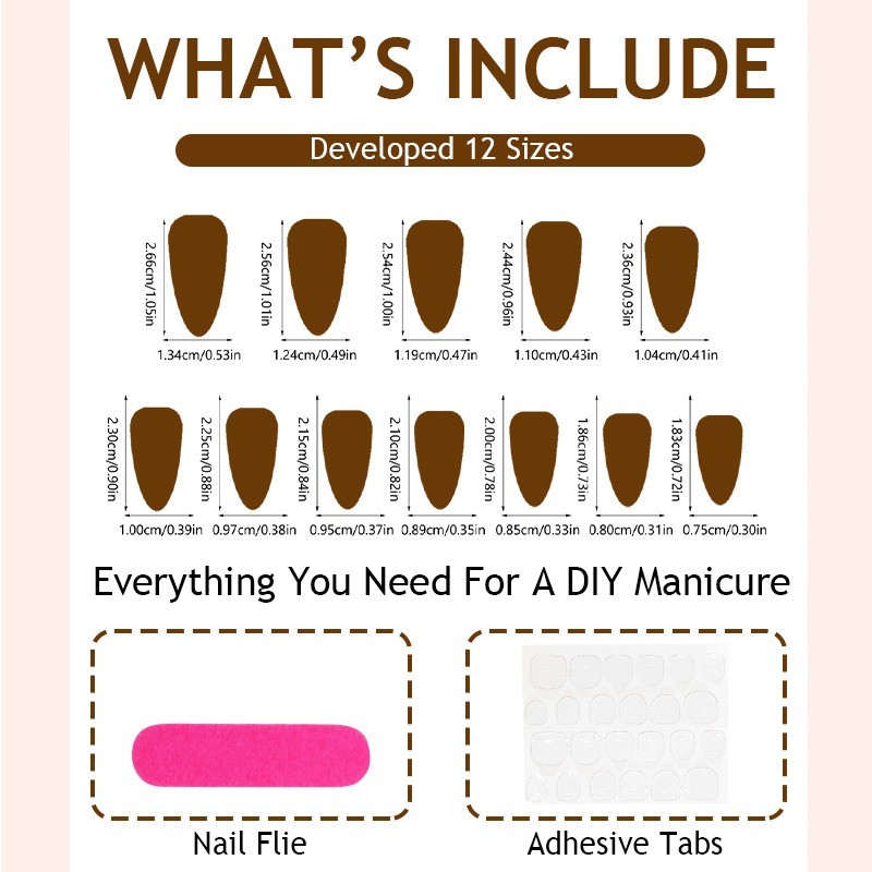 48 Pieces of Moderate Almond Nail Art, Fashionable and Simple Wearing Nail Art