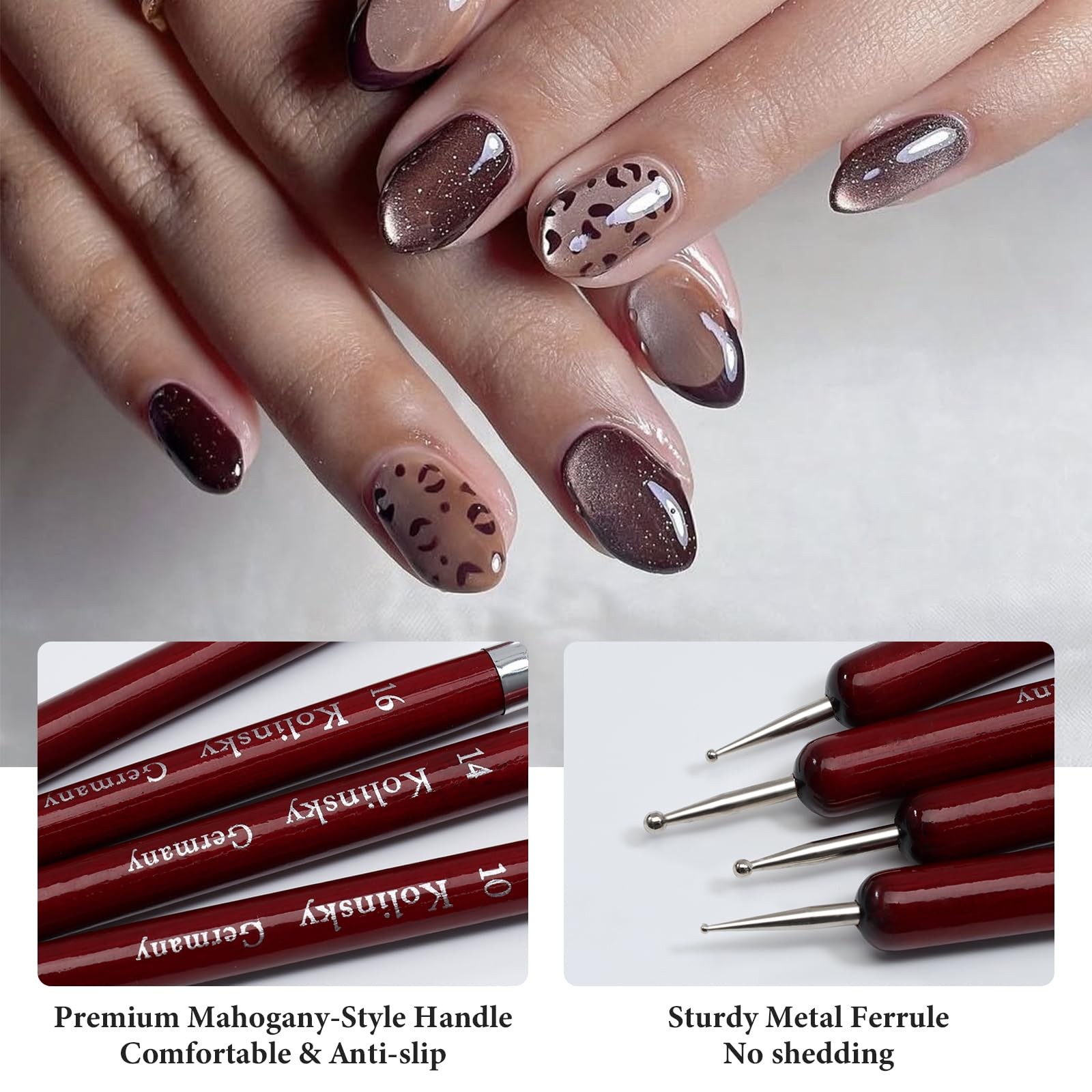 4 Pieces French Tip Nail Brush and Clean up Brush Set, Dual Ended Acrylic Nail A