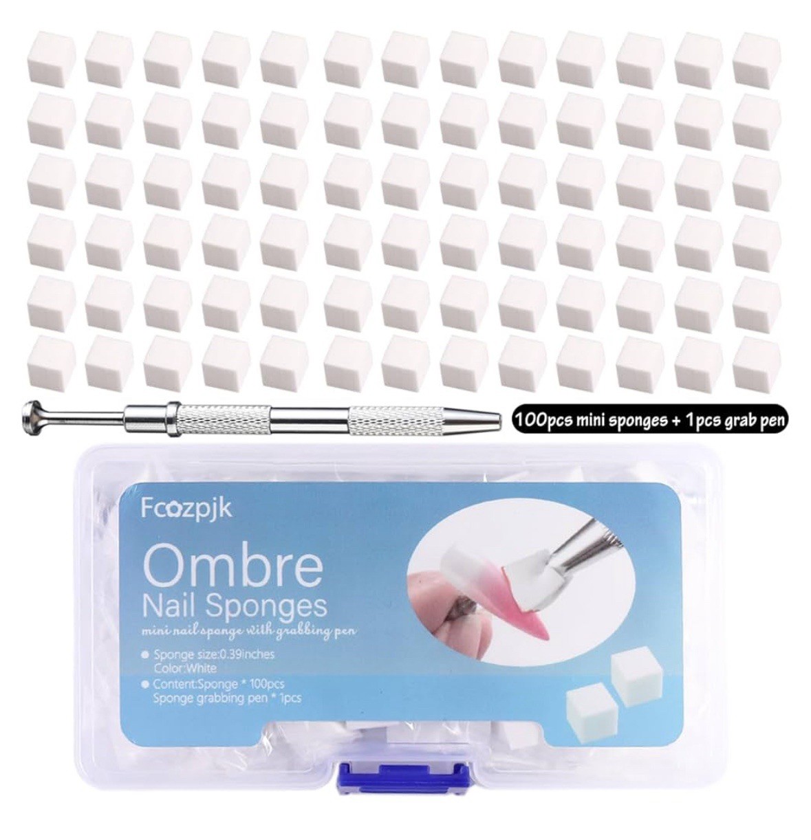LOT OF 10 -1000 PCS Soft Sponges with Grabbing Pen for Ombre Nail Art with Brush