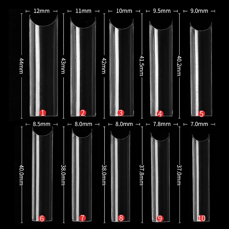 500Pcs/Bag XXL/M/S C Curve False Nail Tips Square Tip Gel Acrylic Nails 10 Sizes