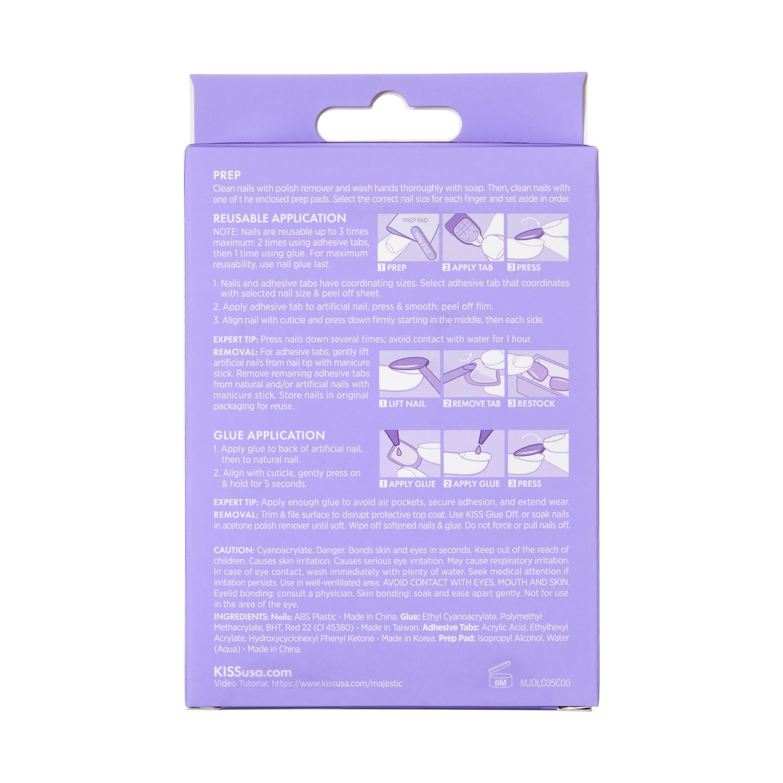 Majestic Press On Nails, Nail glue included, ‘Lovely Bubbly’, Pink, Long Size…