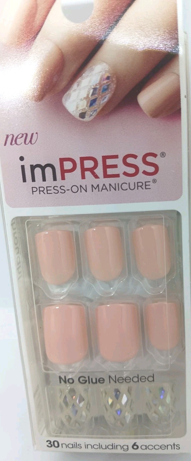 Kiss Impress press on 1-30 symphony, short length new pink silver