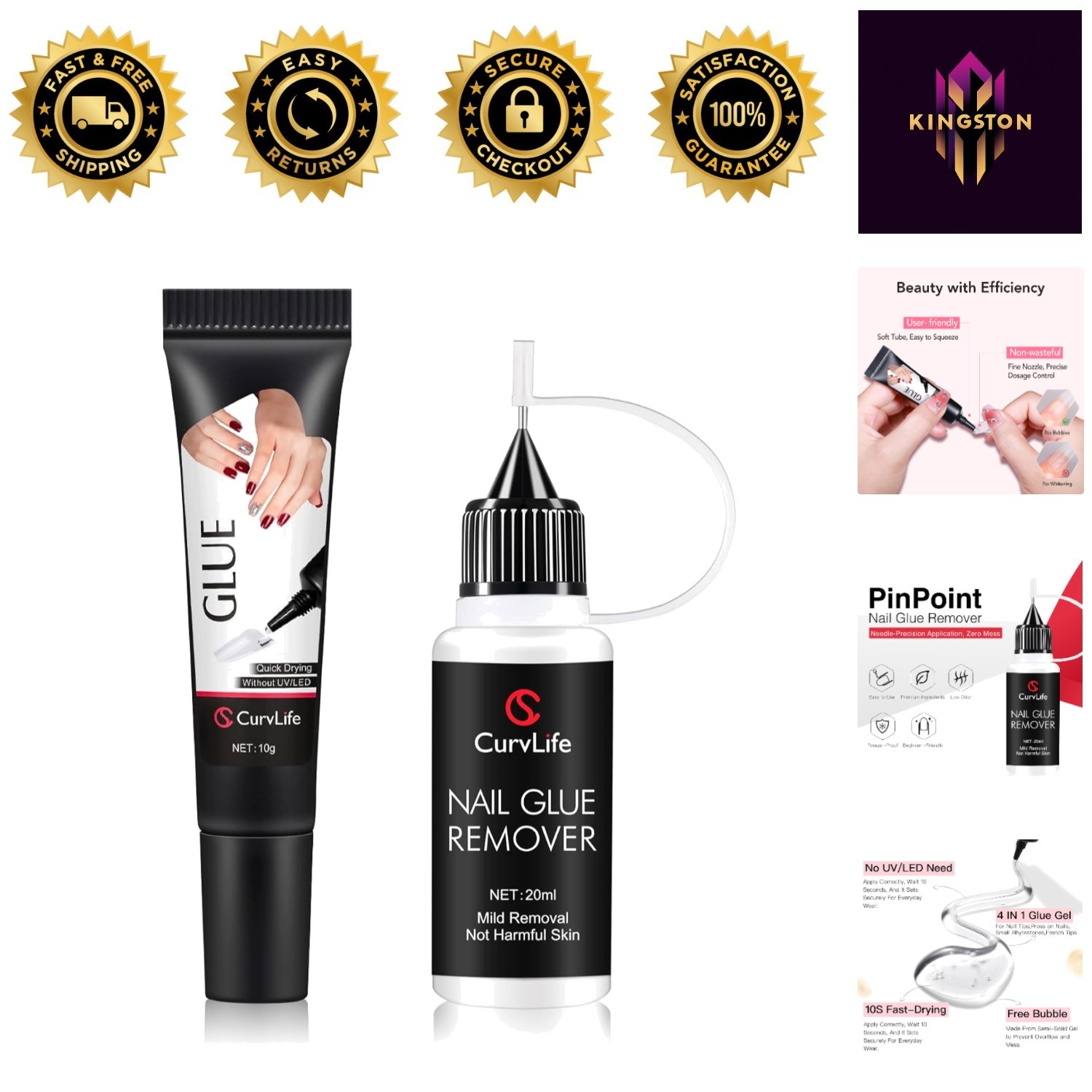 Salon-Quality Press-On Nail Glue and Remover Kit – 10g Gel & 20ml Gentle Formula