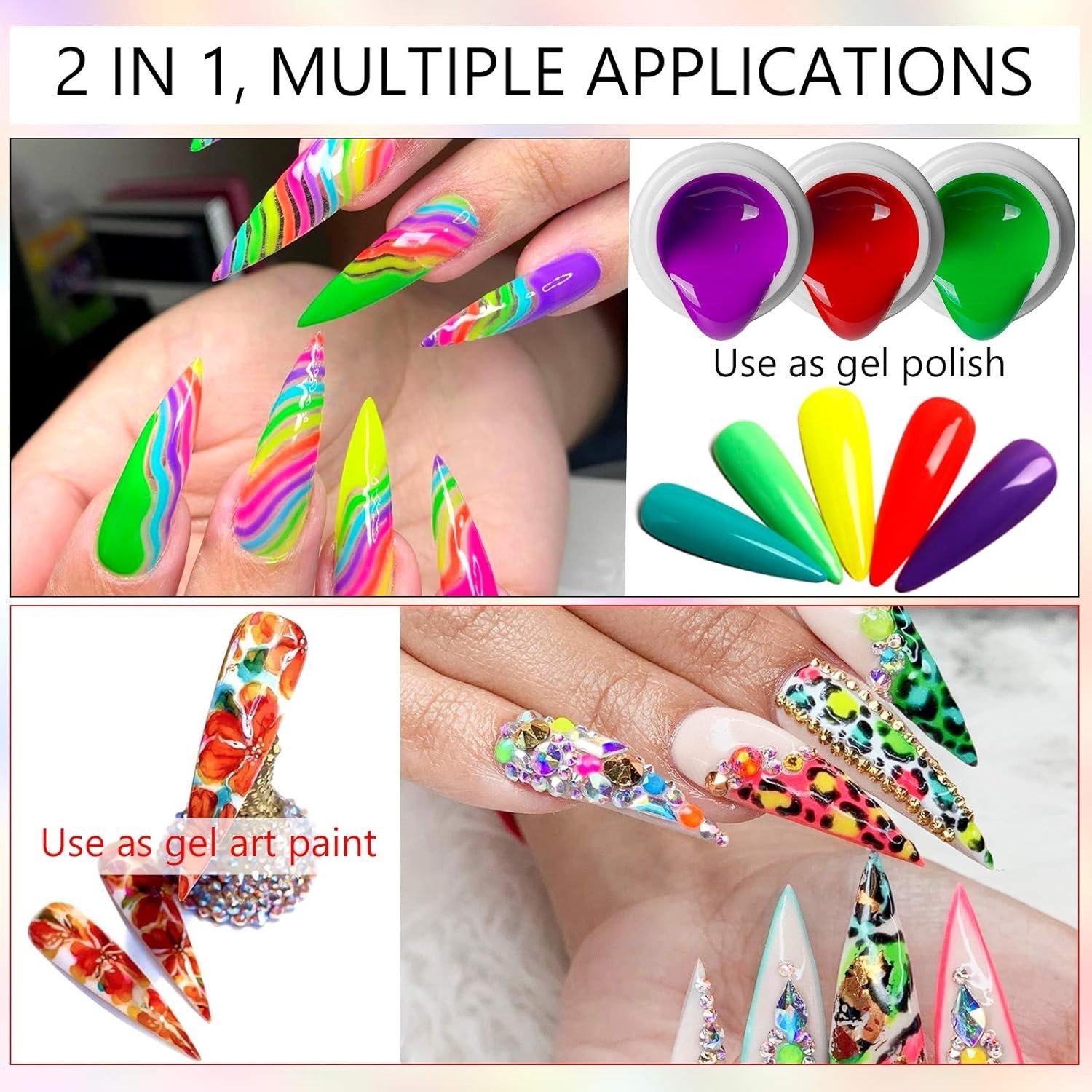 Gel Nail Paint Kit with 36 Colors and 15 Nail Brushes for DIY Nail Art and