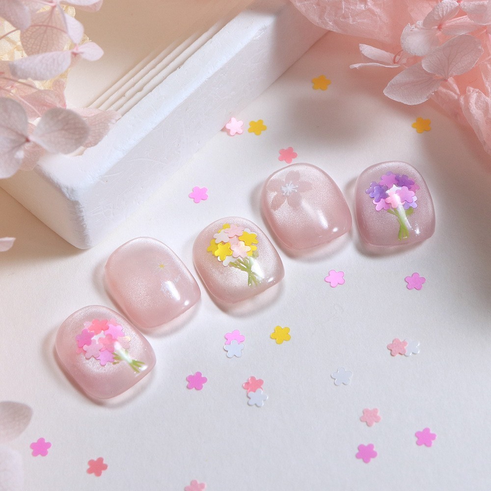 Nail Art Glitter Sequins 6 Grids Mixed Color 3MM Flower Shiny Nail Decor for DIY
