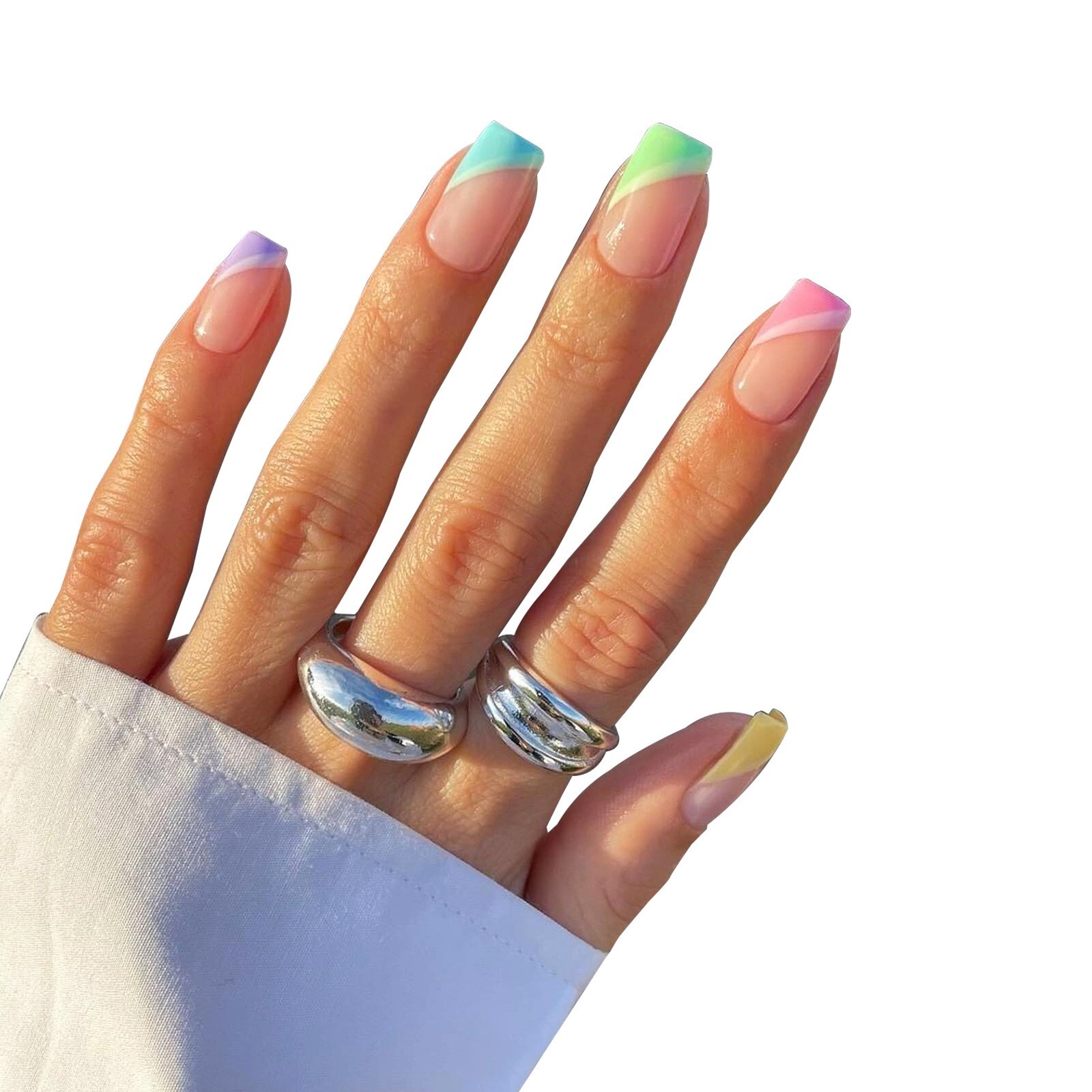 24pcs Durable Detachable Ballerina Press on Nails for Finger Nails Art Mix Color