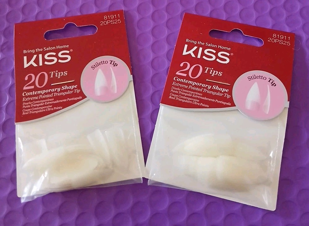 New 2 Packs of KISS Stiletto Tip Nails Contemporary Shape (40 Total)
