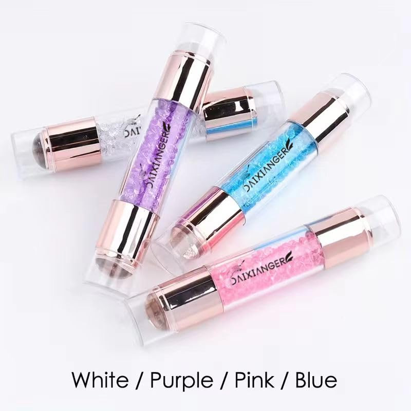 Double-Ended French Tip Nail Stamp, 2-In-1 Purple Nail Art Stamper Kit with Scra