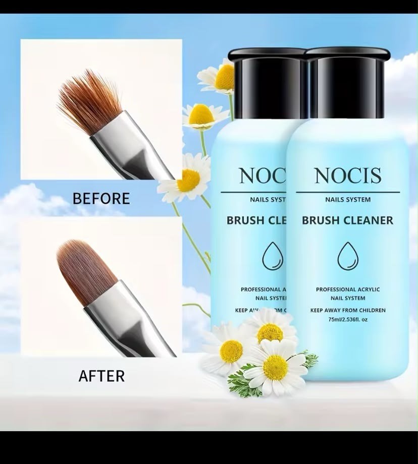 1pc NOCIS 75ml Acrylic Nail Brush Cleaner Liquid, Nail Gel Brush Cleaner