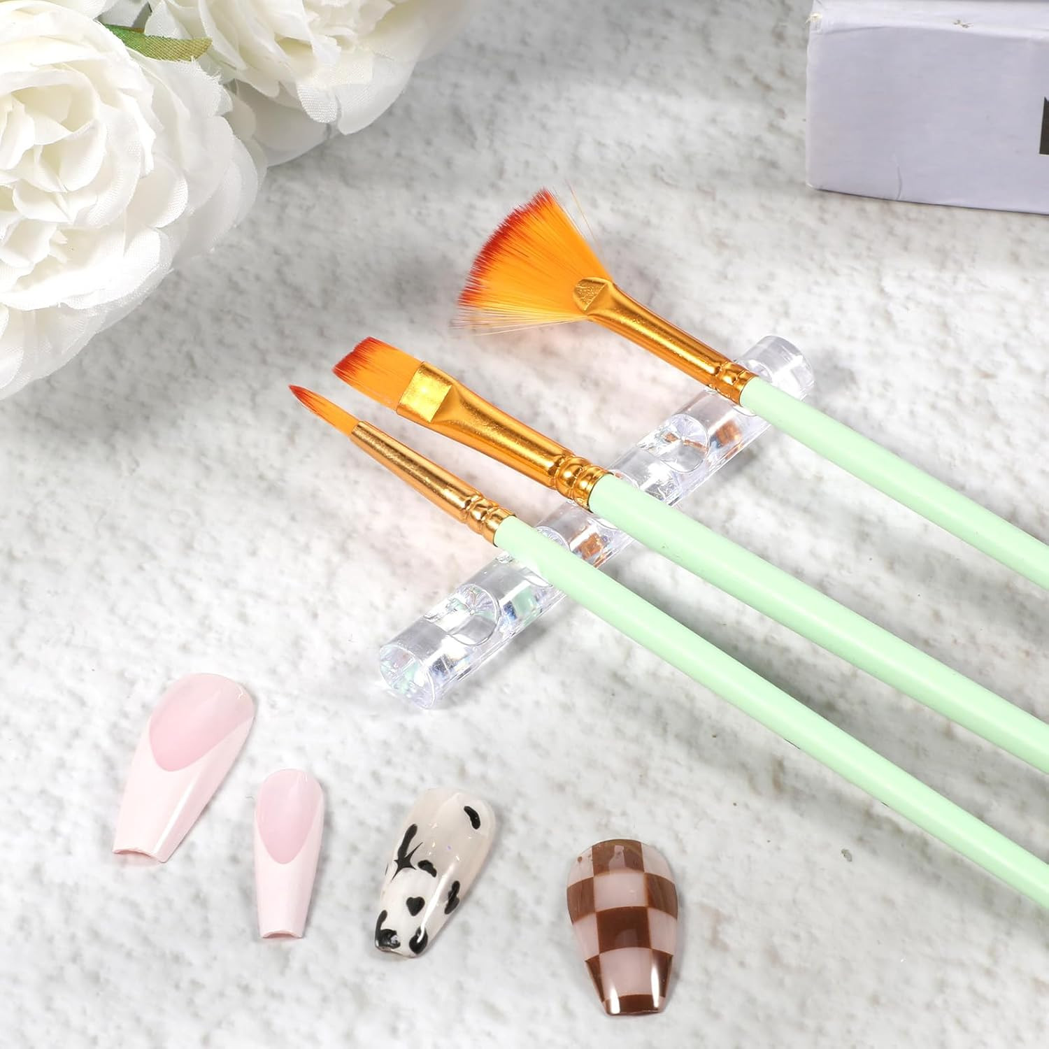 2 Pack Crystal Bar Pen Holder Transparent Brush Holder Acrylic Nail Art Painting