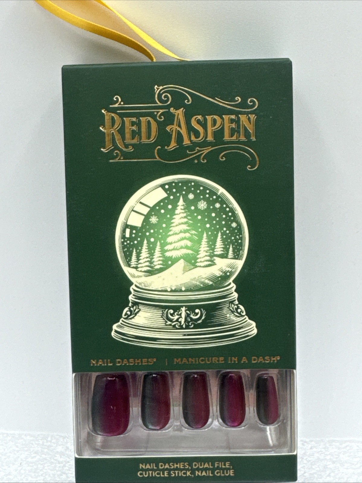 Lot Of 2 Red Aspen Nail Dashes Christmas Sadia’s Snow Globe, Ho Ho Haute Haddie