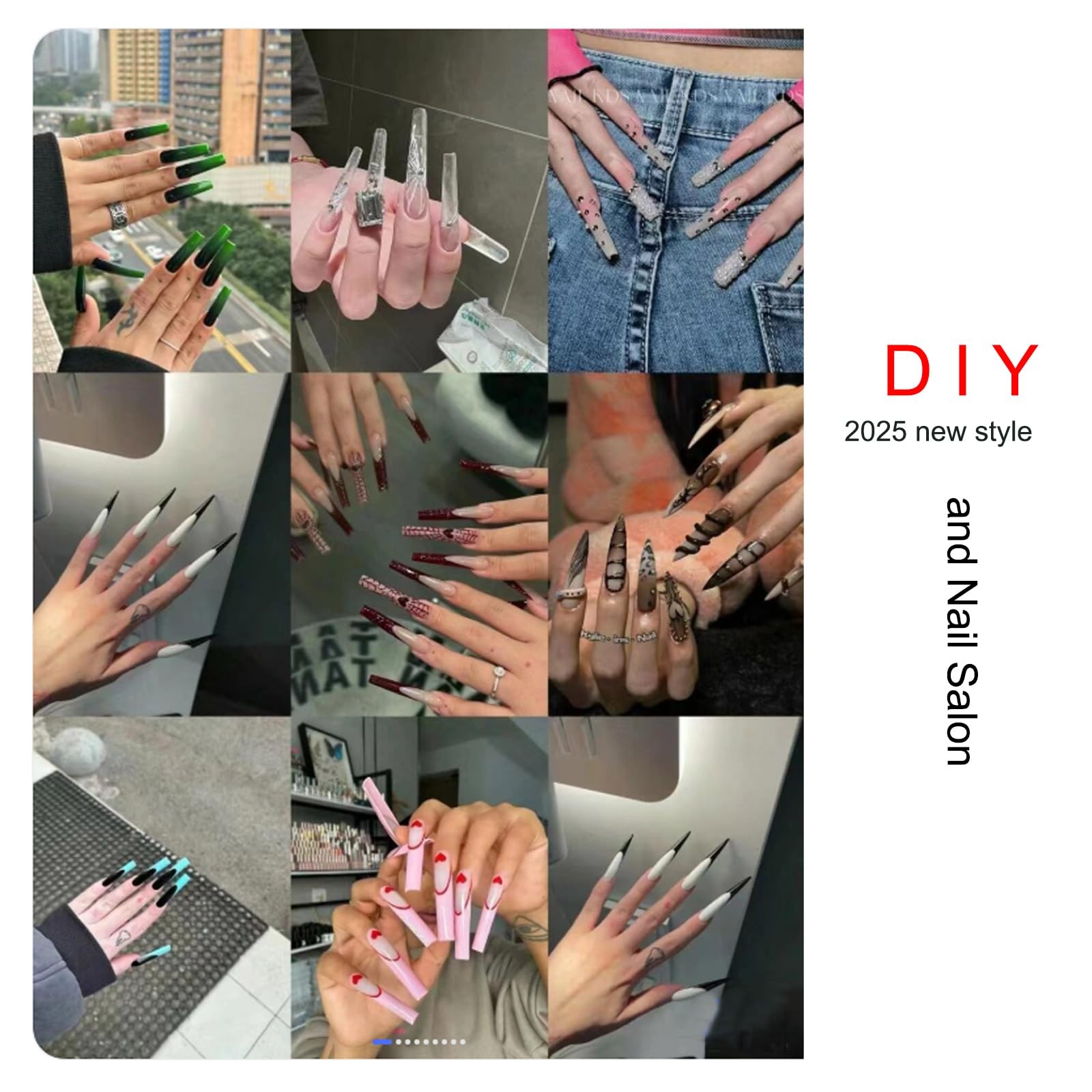 ANIS·KEBBR Clear Extra Long Acrylic False Nail Tips 12 Sizes For Salon DIY Ma…
