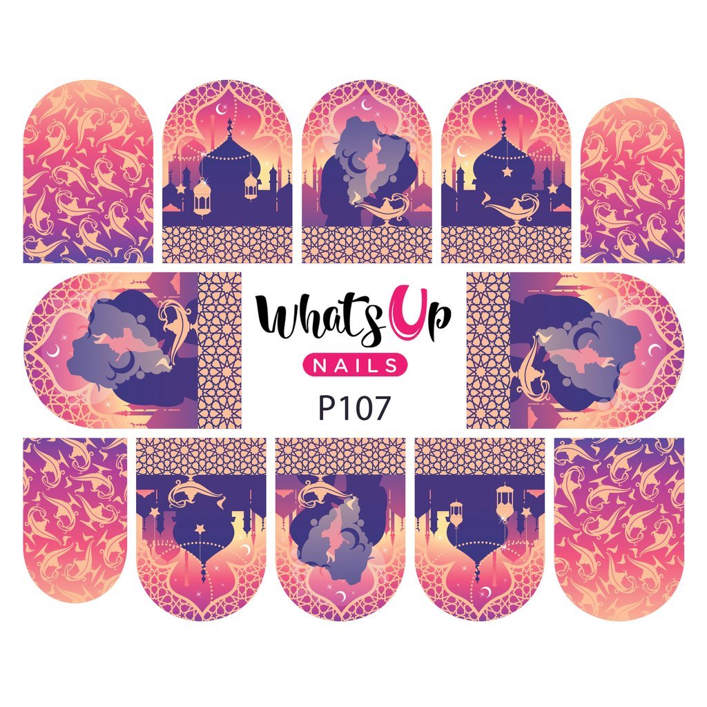 Whats Up Nails P107 Arabian Night of Love Water Decals Sliders for Nail Art