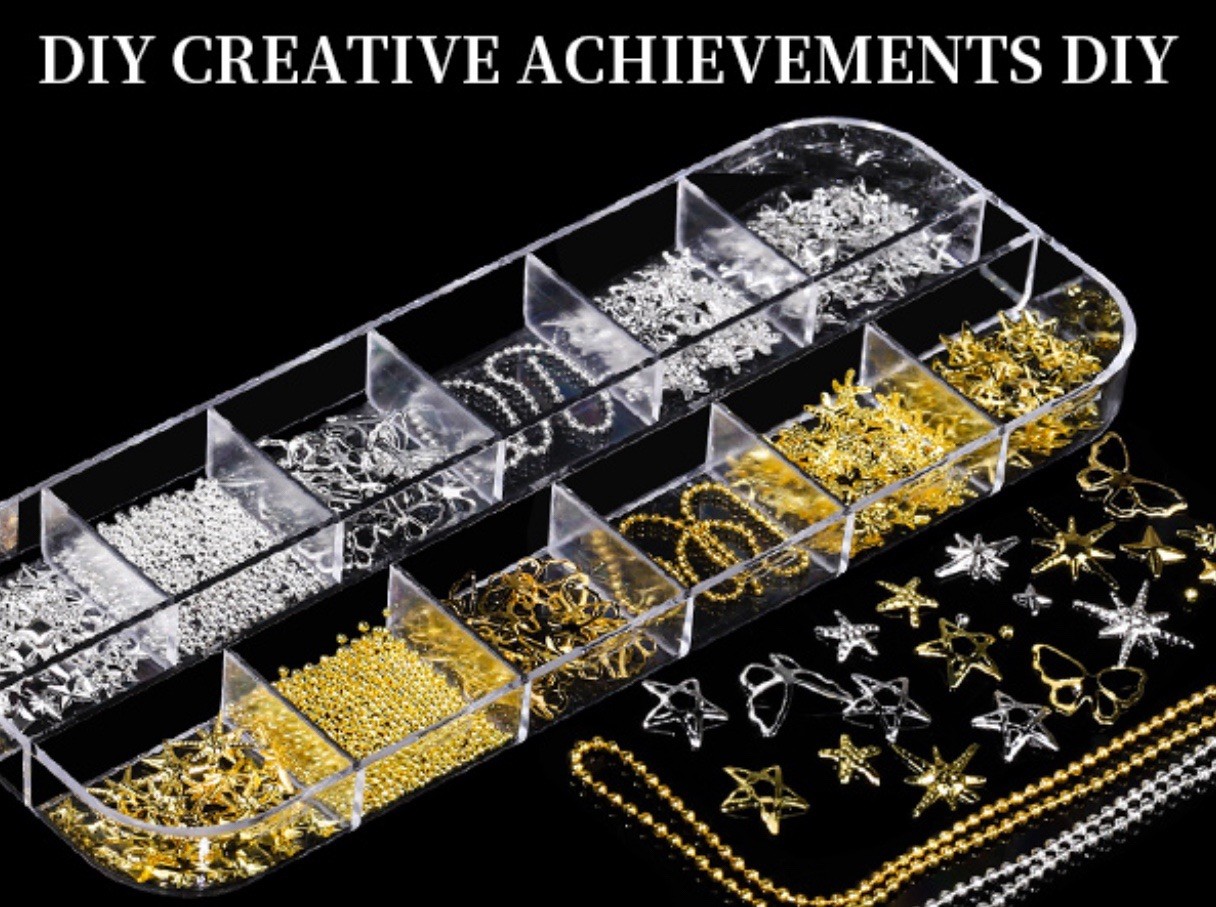 Nail Charms, Nail Rhinestones Kit with 8 Boxes of Nail Gems, 3D Charms for Nails