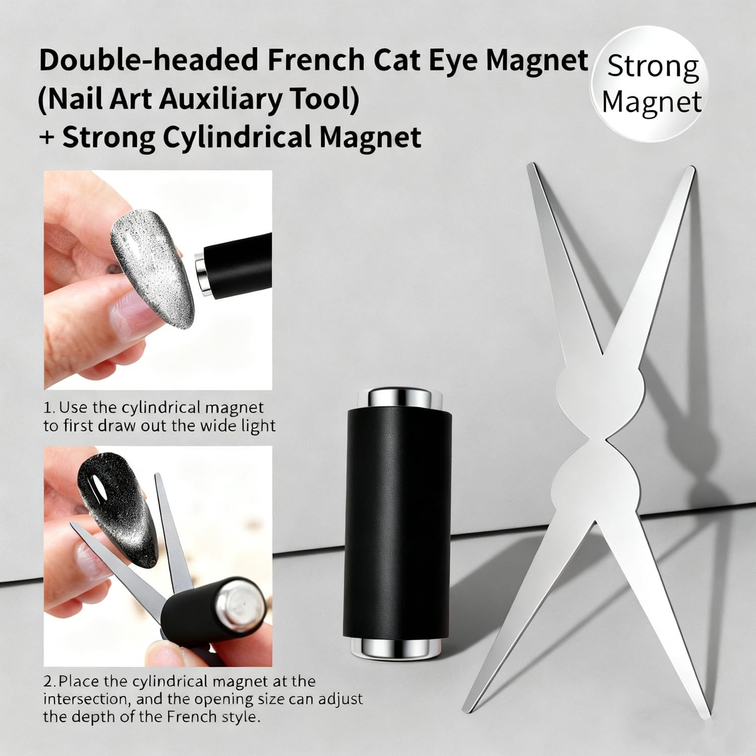 Cat Eye Magnet Set, Scissor-shaped Nail Magnet Tool, 2 in 1 Art DIY Salon