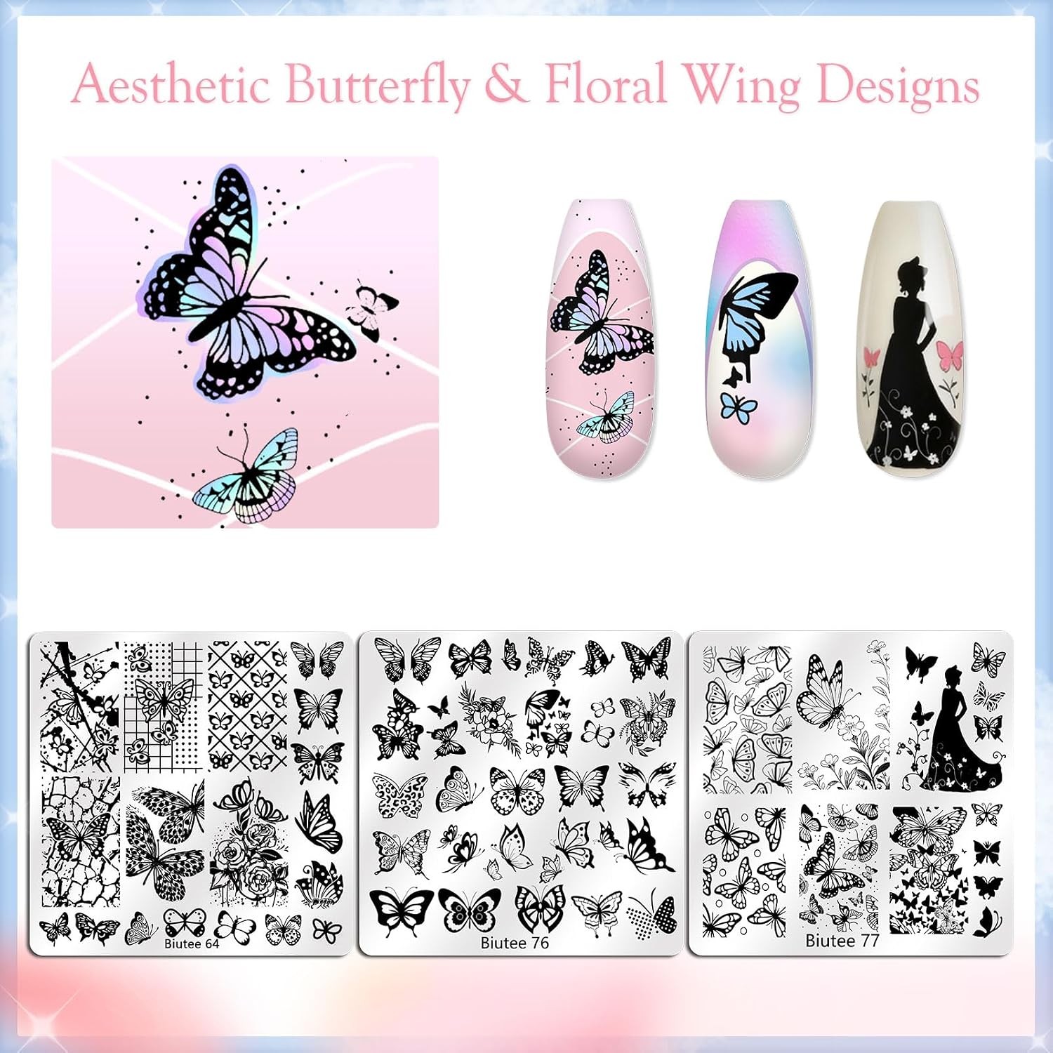 Nail Stamping Plates Set 15PCS Nail Art Stamping Kit Nail Stamp Tools Supplies