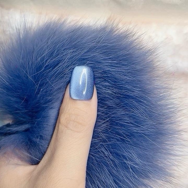 Tipora Press on Nails Short Square Gem-Like Blue Color with Sparkle Design 129
