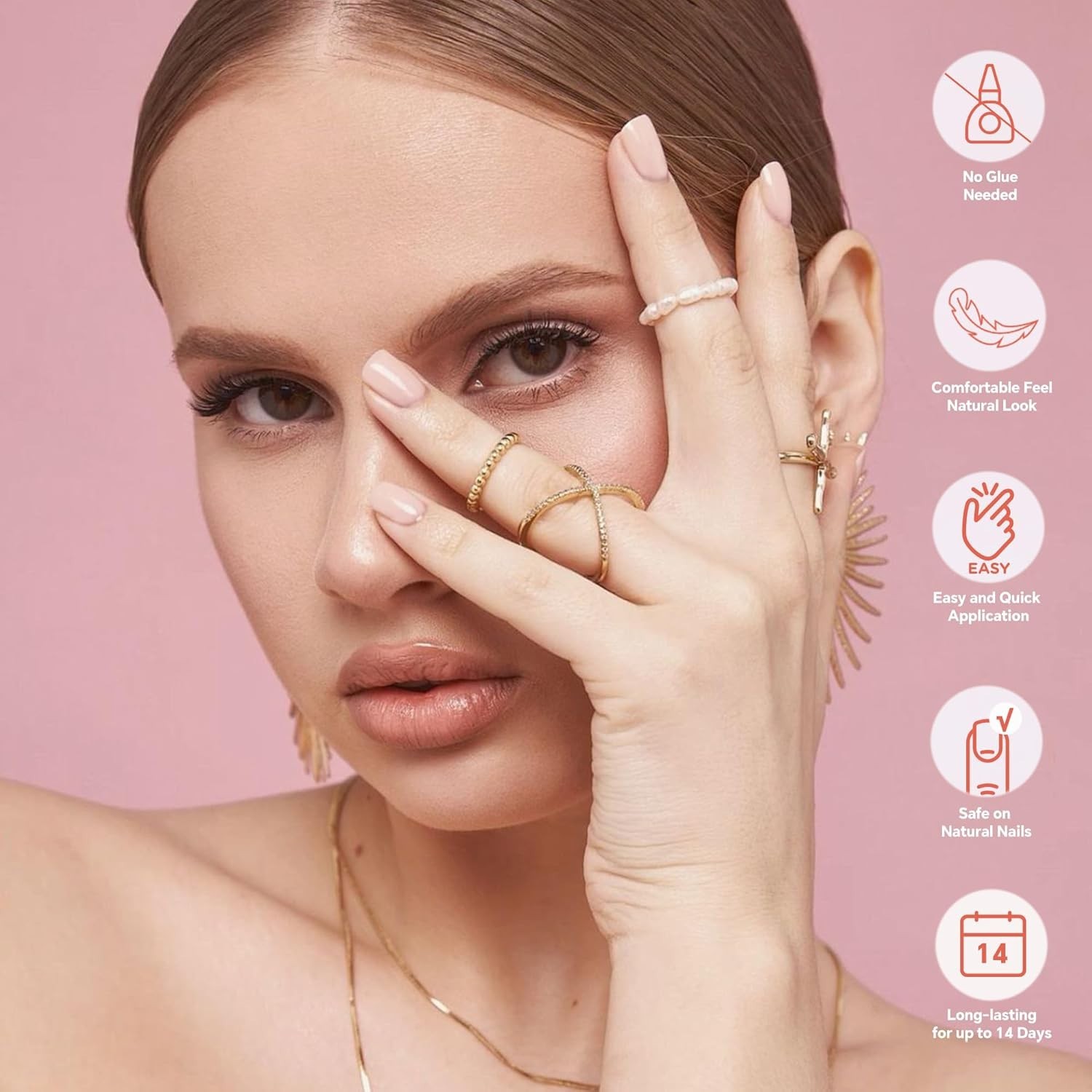 SEMINCA Semi Cured Gel Nail Strips-Natural Nude Shades Press On Nails,Easy Grip