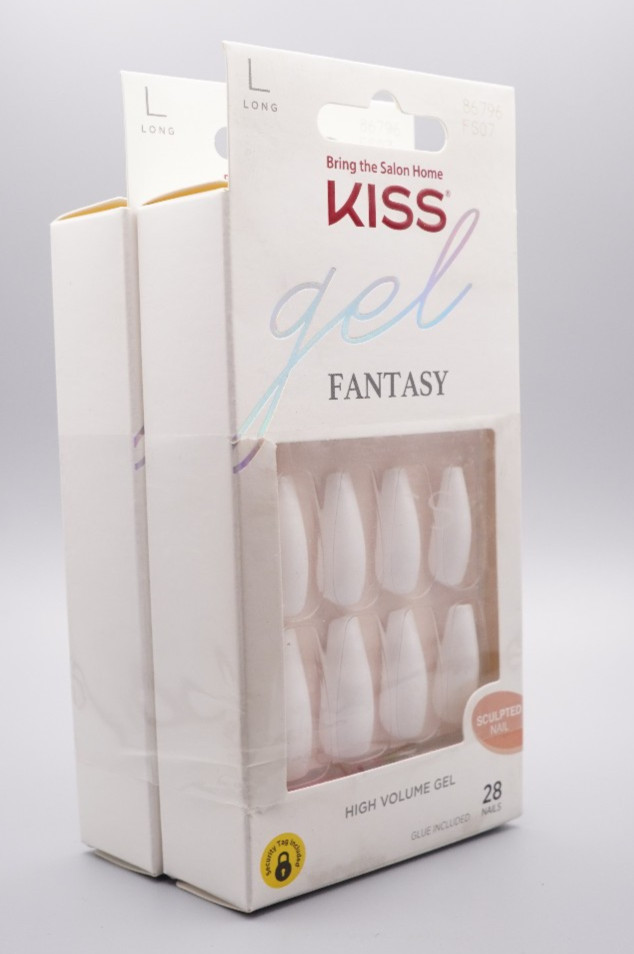 KISS Gel Fantasy Sculpted Long Coffin Nails – Glue Included – 2 Pack