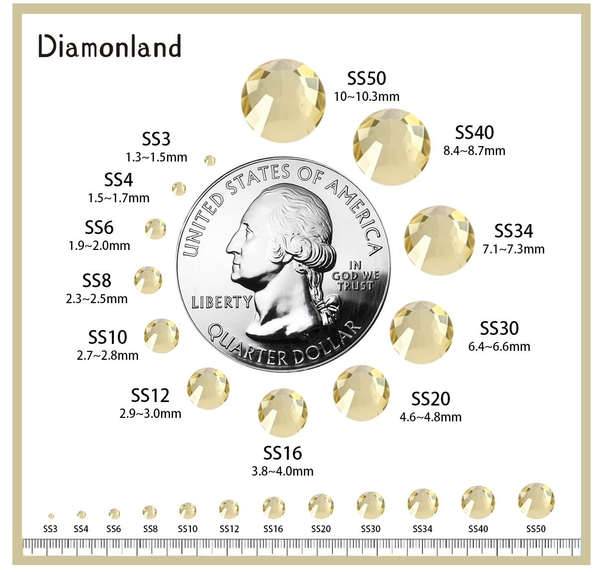 Diamonland Flatback Glass Crystal Rhinestones Rounds Gems for Bedazzling Nail…