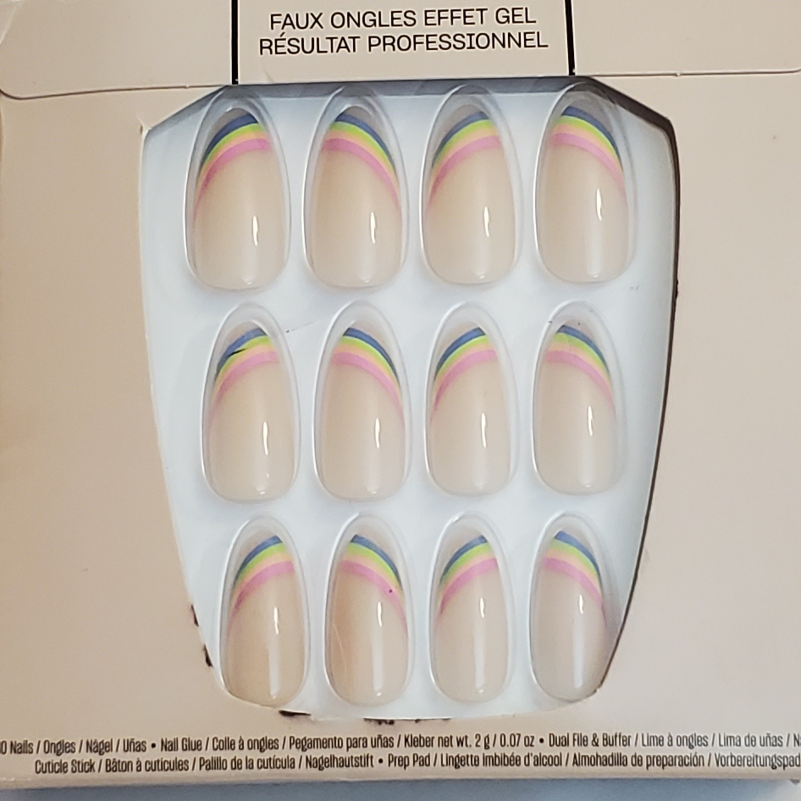OPI xPress/on Instant Gel Like Nails ~ A Me for All ~30 Nails Rainbow Design