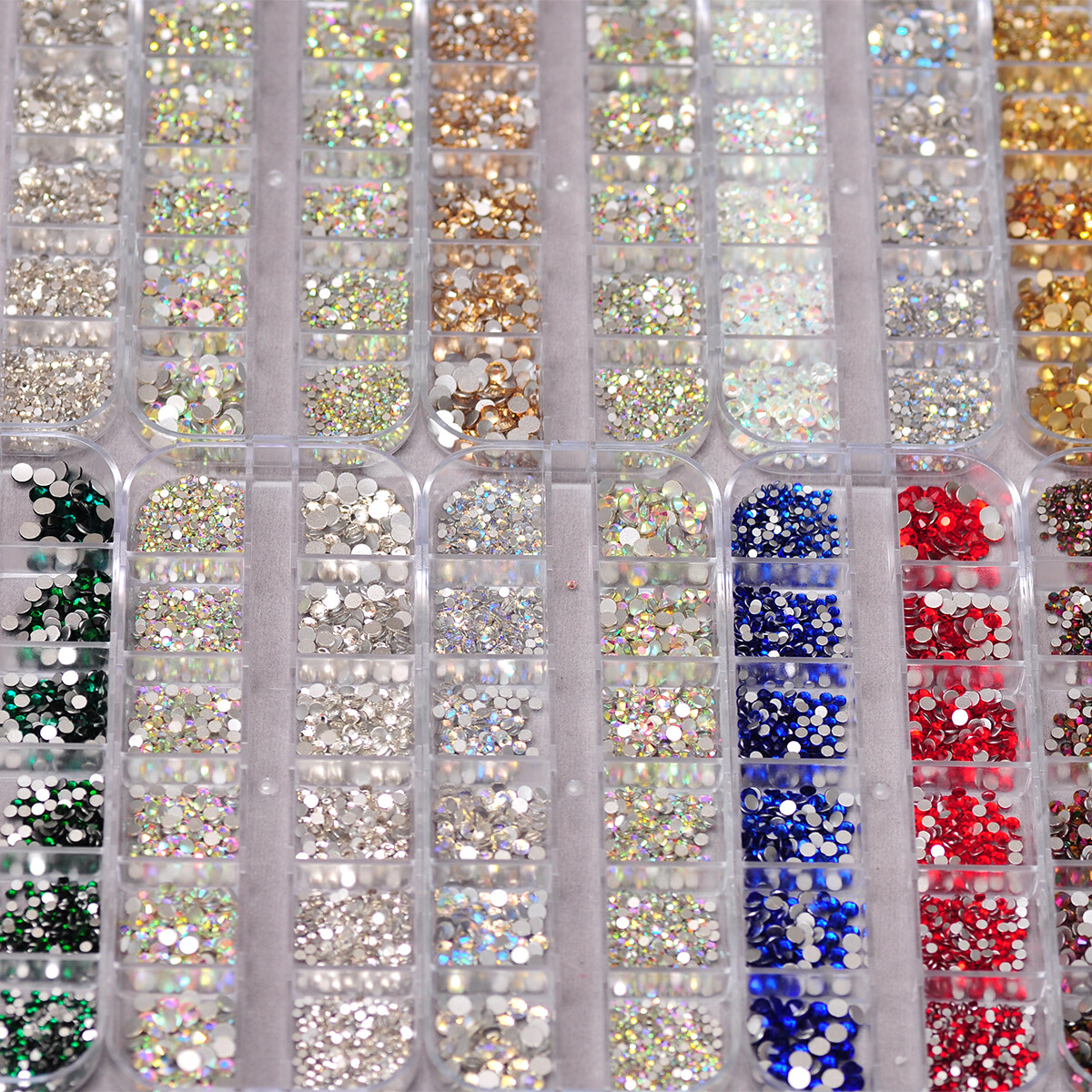 12Box/Set Crystal Rhinestone Diamond 3D NON hotfix Nail Art Decoration 1440pcs