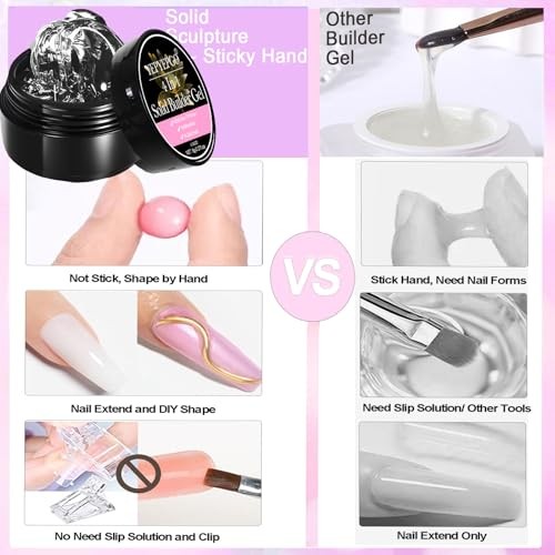3D Nail Art Gel- Hema Free Solid Sculpture Builder Gel for 16g-2PCS Clear