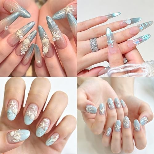 Summer Beach Nail Charms, 3D Seashell Starfish Palm Tree Nail Art Style-13