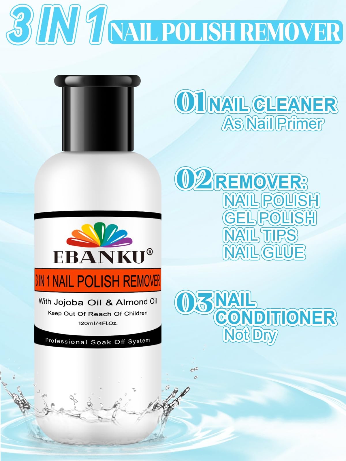 EBANKU Nail Polish 1 Fl Oz (Pack of 1), Remover & Foil 120ML