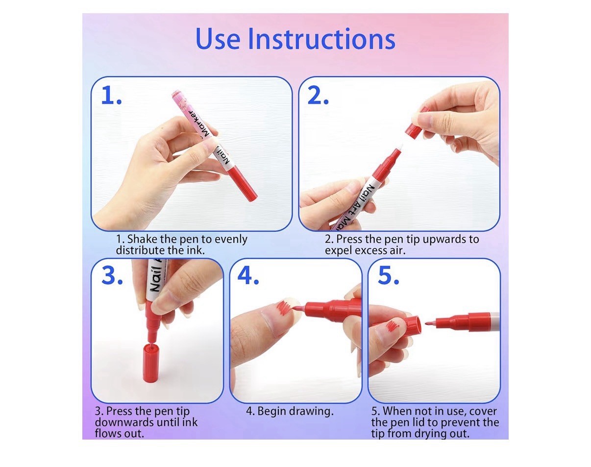 24 Colors Nail Art Pens Set Nail Art Marker Pen DIY Nail Painting Set