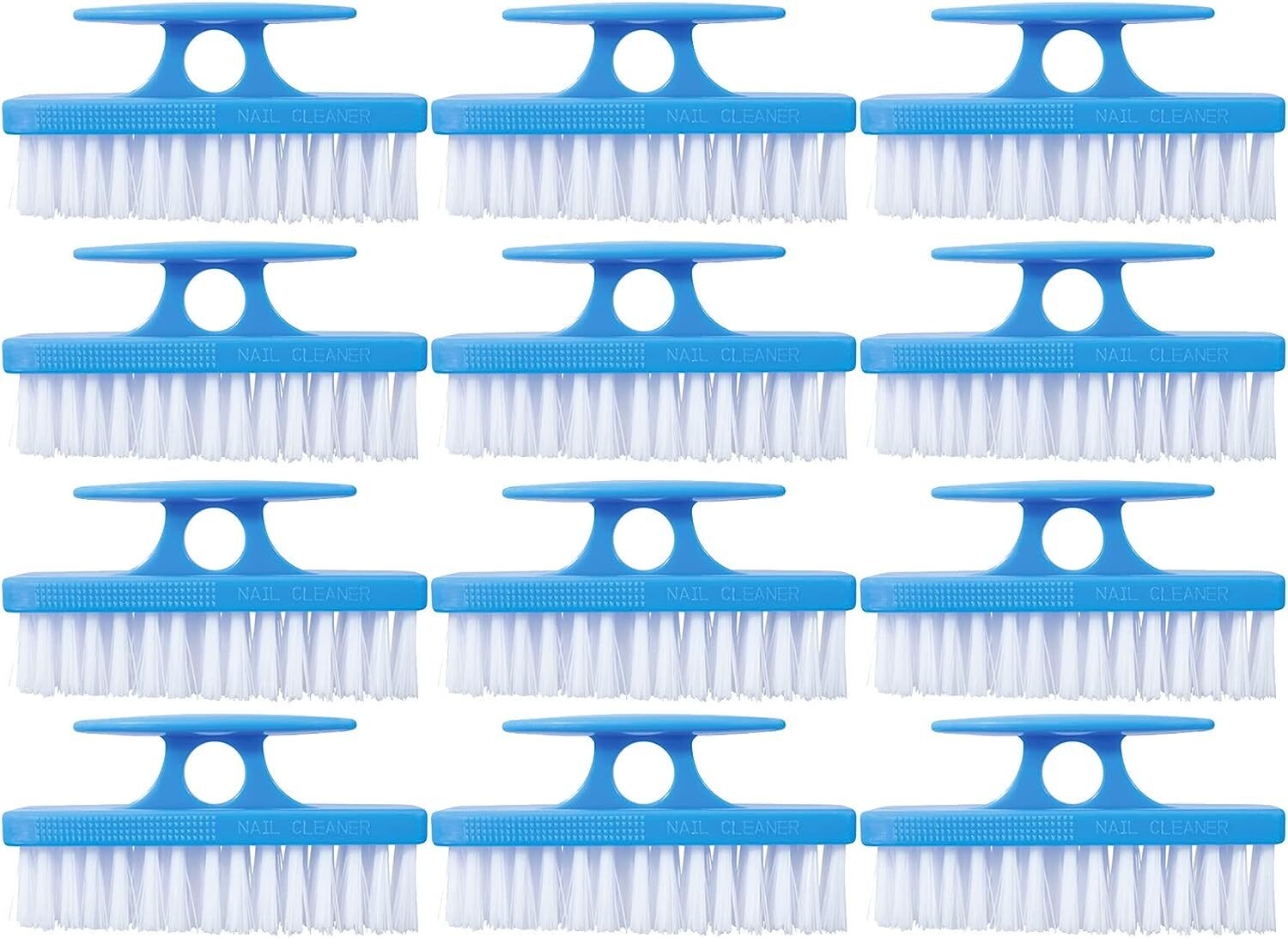 Superio Nail Brush Set 12 Pack Cleaner with Handle Durable Brush Scrubber – Blue