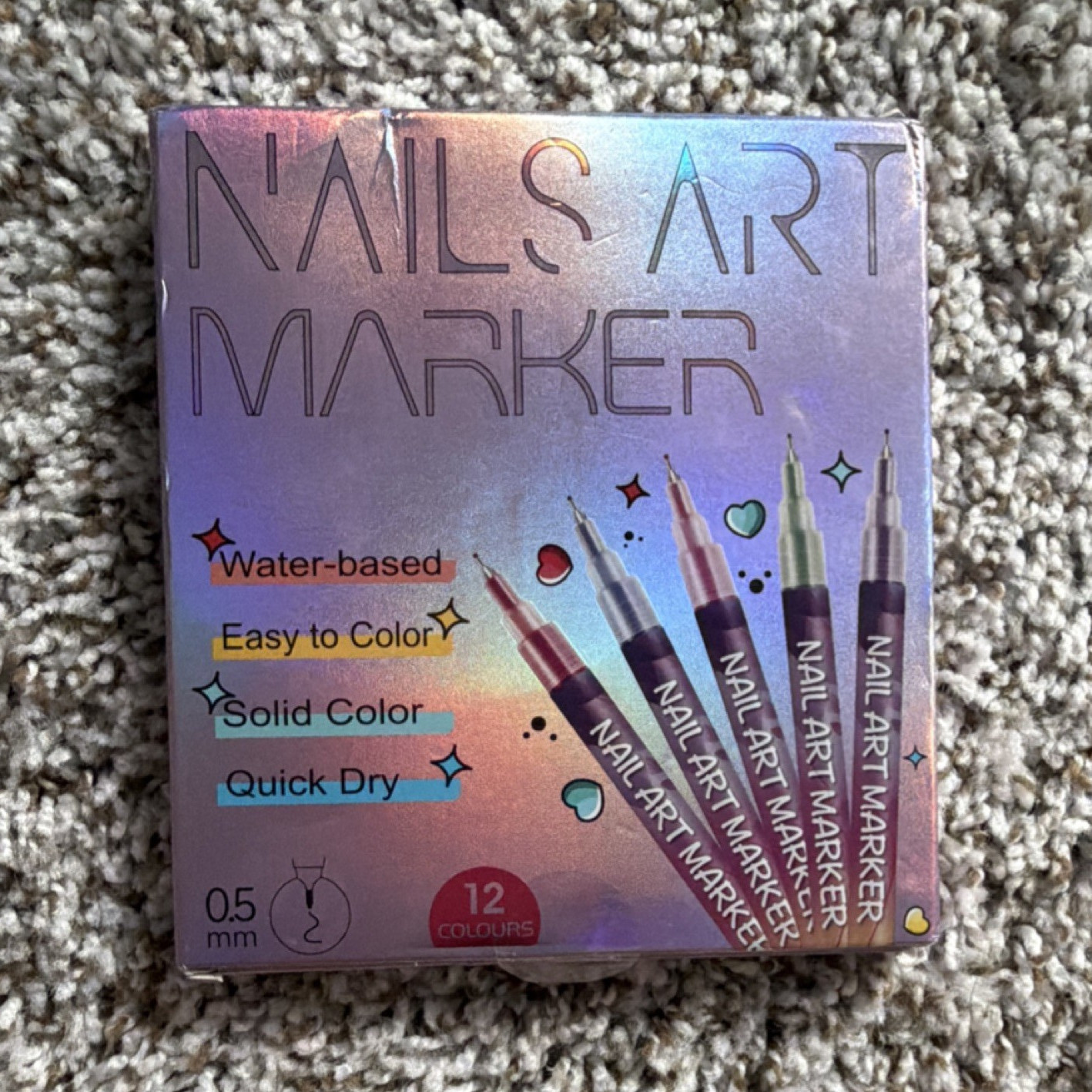 12 Color Nail Art Marker Set Multicolor Water-Based Quick Dry for Nail Art