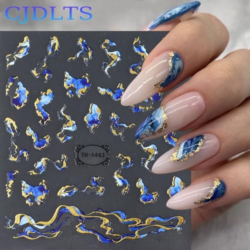 8 Sheets Nail Art Stickers 3D Self -Adhesive Hot Stamping Colorful Marble
