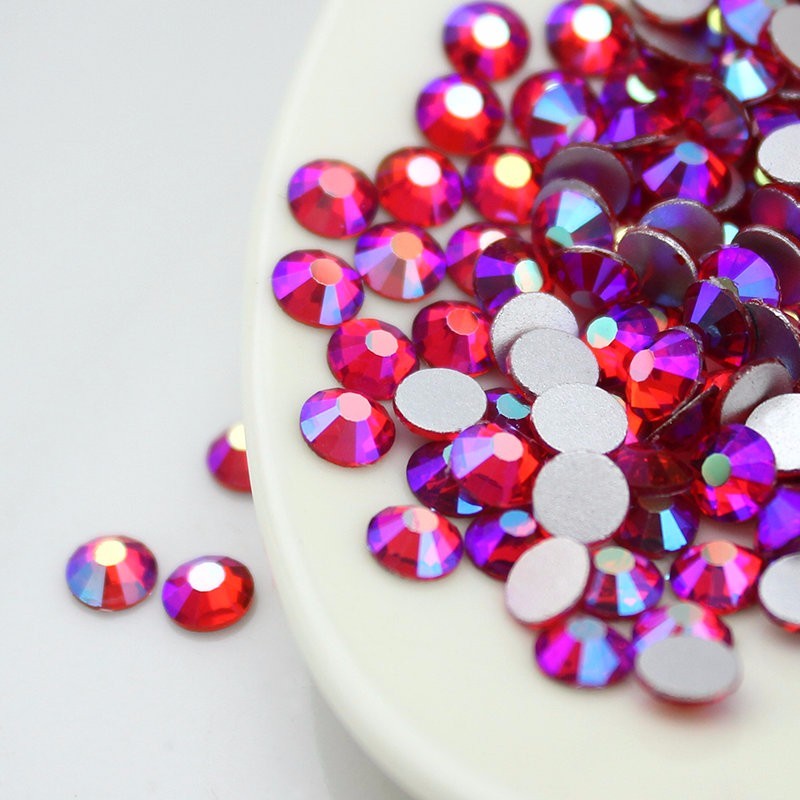 1440pcs Lt. Siam AB Nail Art Rhinestones Glitter Gems 3D Tips DIY Decoration