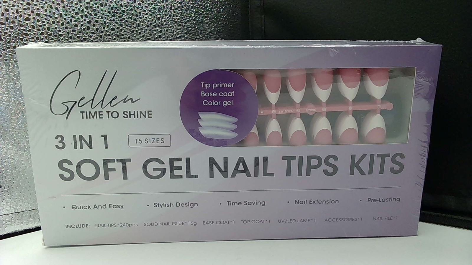 Gellen White Soft Gel Nail Tips Kits 15 Sizes