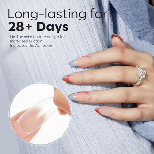 Medium Almond Nail Tips – 500Pcs Pre-shaped Half A1-Medium Almond-Half Matte
