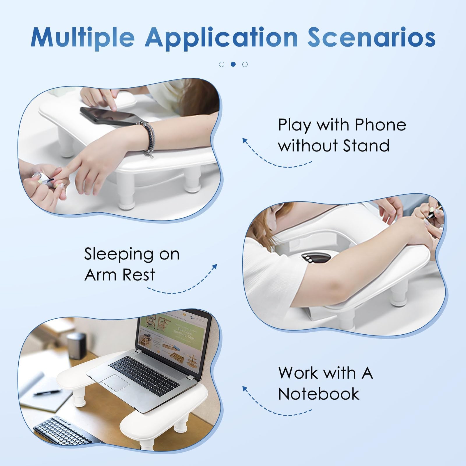 Manicure Arm Rest for Nails Tech: U Shaped Adjustable Nail Armrest White PU
